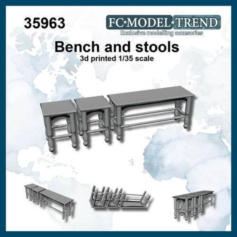 1/35 Bench & Stool Set