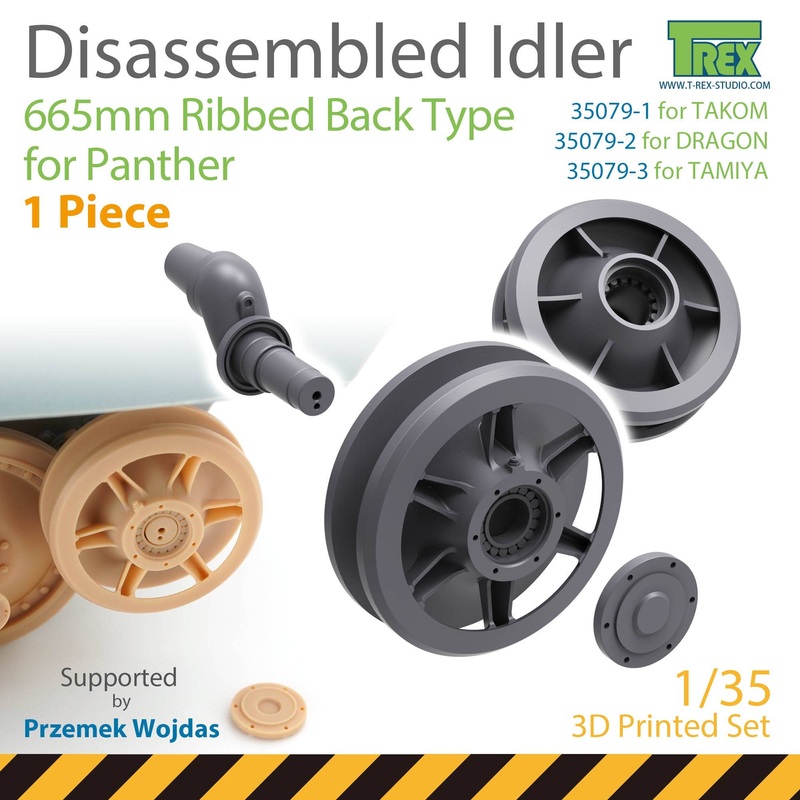 1/35 WW.II German Panther Tank 665mm Diameter Induction Wheel Rib Back Type Maintenance Disassembly Specifications 1 Set (Tamiya)