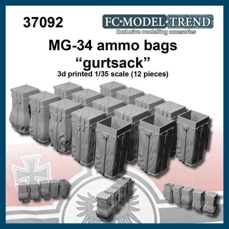 1/35 WWII German MG34 Machine Gun Bandolier Bag Gurtsack (12pcs)