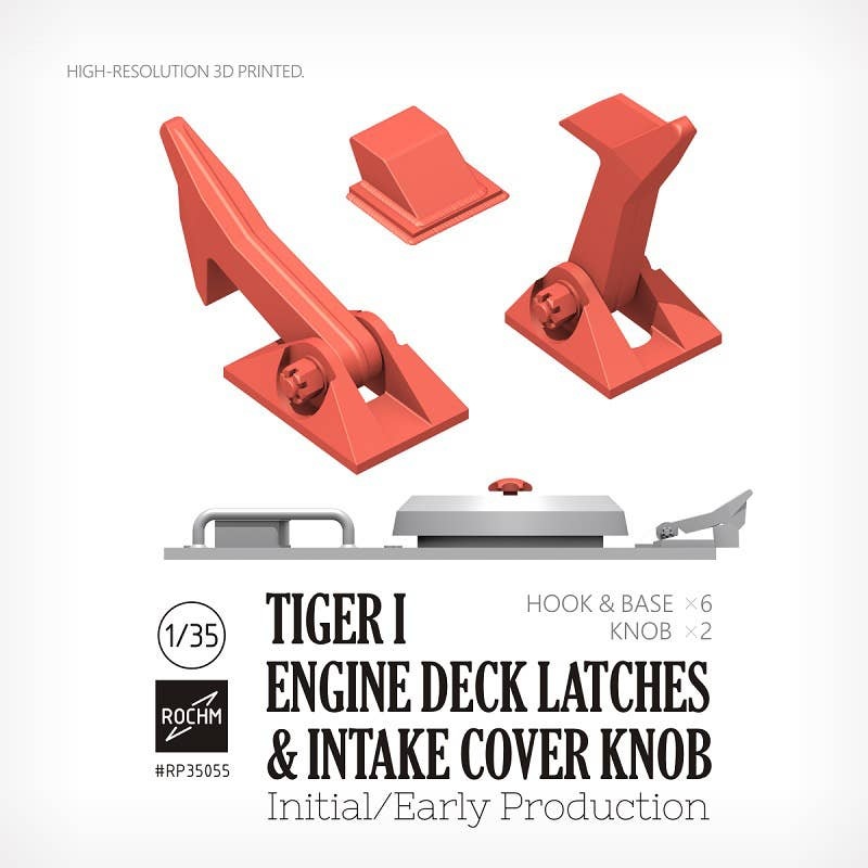 1/35 WWII German Tiger I Heavy Tank Very Early Type / Early Type Engine Room Hatch Stopper Hook / Inlet Cover Knob Set