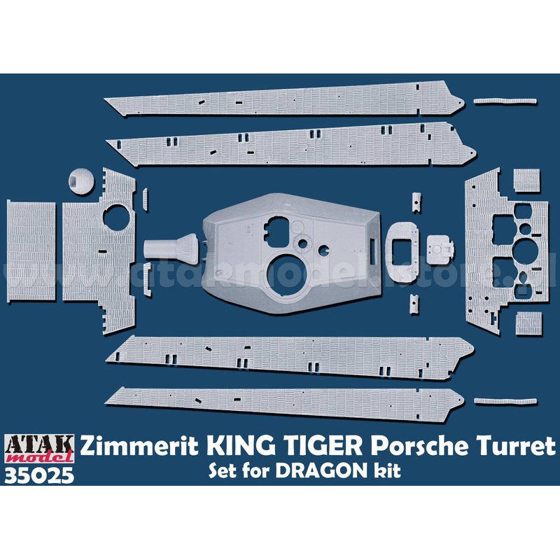 1/35 WWII Germany Zimmerit Set for King Tiger Heavy Tank (Porsche Turret) (for Dragon)