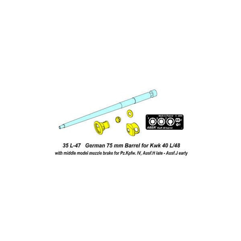 1/35 German 75mm Barrel for KwK 40L/48 with Mid Model Muzzle Brake