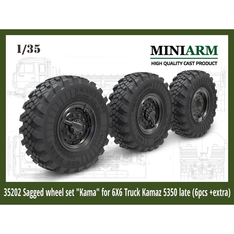 1/35 Kama for 6x6 Truck Kamaz-5350 Sagged Wheel Set