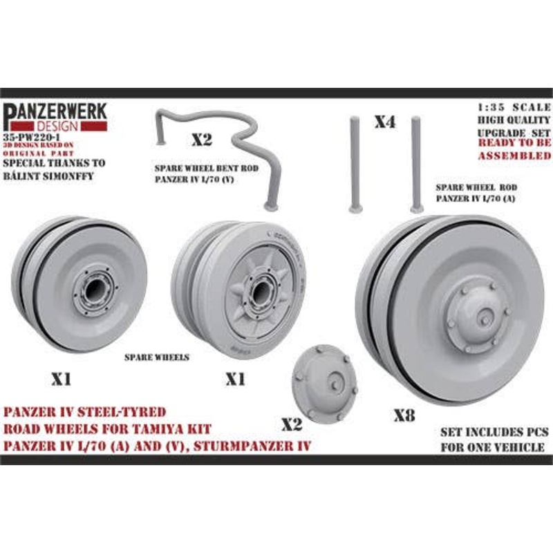 1/35 Panzer IV Steel-Tyred Road Wheels for Tamiya Kit Panzer IV L/70 (A) And (V), Sturmpanzer IV