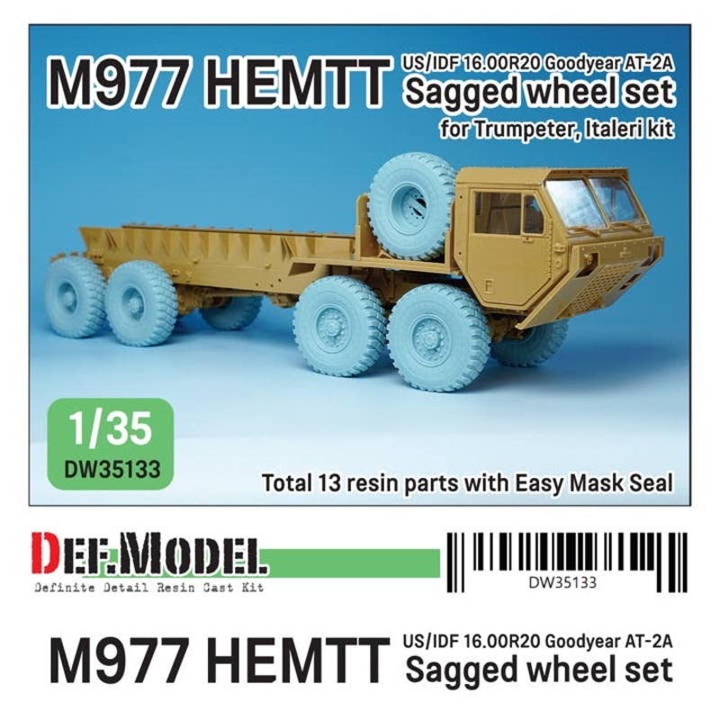 1/35 US, IDF M977 HEMTT Truck Goodyear Sagged Wheel Set (for Italeri, Trumpeter, Etc.)