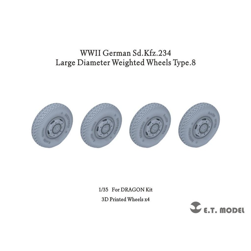 1/35 WW.II Large German Sd.Kfz.234 Large Diameter Weighted Wheels Type.8 (3D for Dragon)