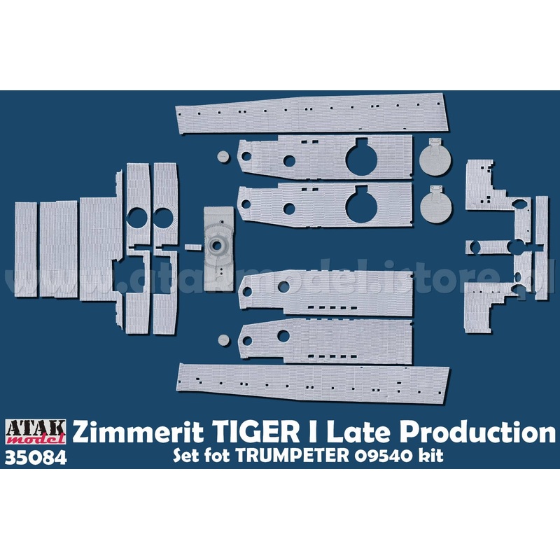 1/35 WWII Germany Tiger I Heavy Tank Zimmerit Set for Late Production (Trumpeter 09540)