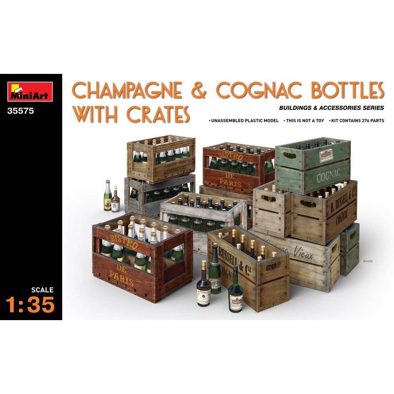 1/35 Champagne & Cognac Bottles with Crates