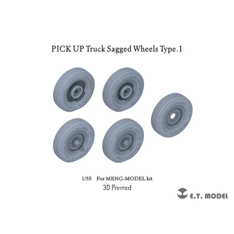 1/35 Current pickup truck self-weight deformation tire set type 1 (for Mon Model)