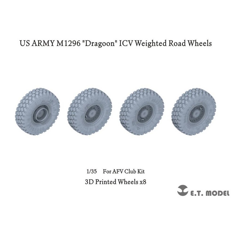 1/35 U.S. Army M1296 Dragoon ICV self-weight Deformation Tire Set (for AFV club)