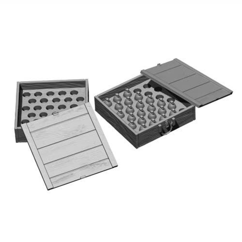 1/35 WW.II German Wooden Grenade Carrying Box & M39 Egg Grenade Set (Resin & 3D Printer)