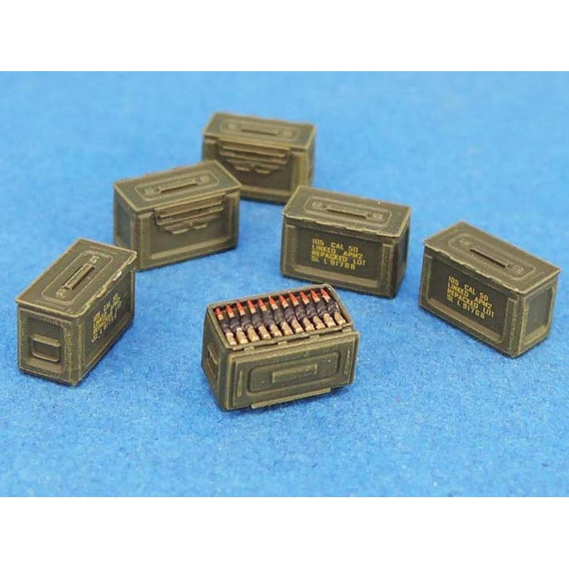 1/35 WWII 50 CAL Ammo Can Set (Closed 27/Open 3, Ammo Belt 3, Incl' Decal)