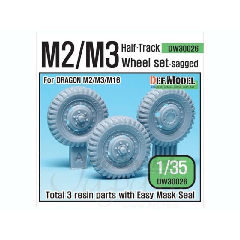 1/35 WWII U.S M2/M3 Halftrack Front Sagged Wheel Set (for Dragon)