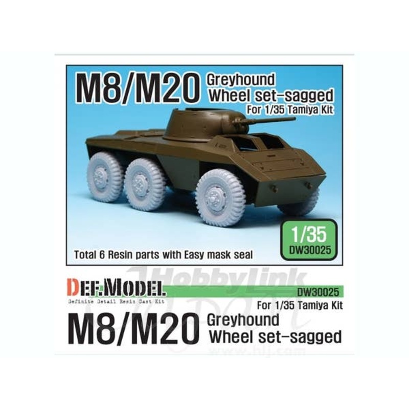 1/35 WWII U.S. M8/M20 Greyhound Sagged Wheel Set (for Tamiya)