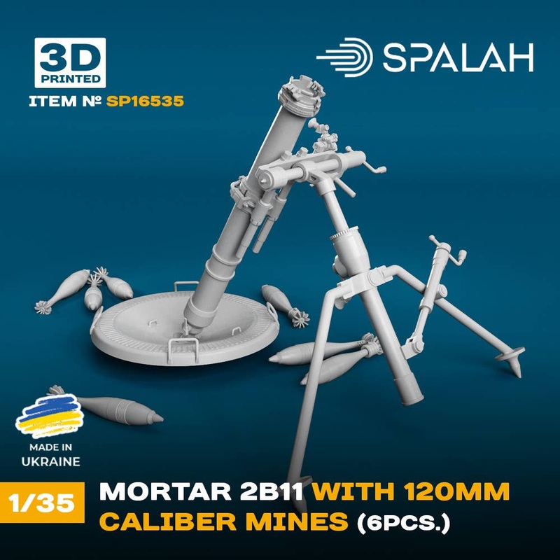 1/35 Scale model Mortar 2B11 with 120-mm caliber mines.