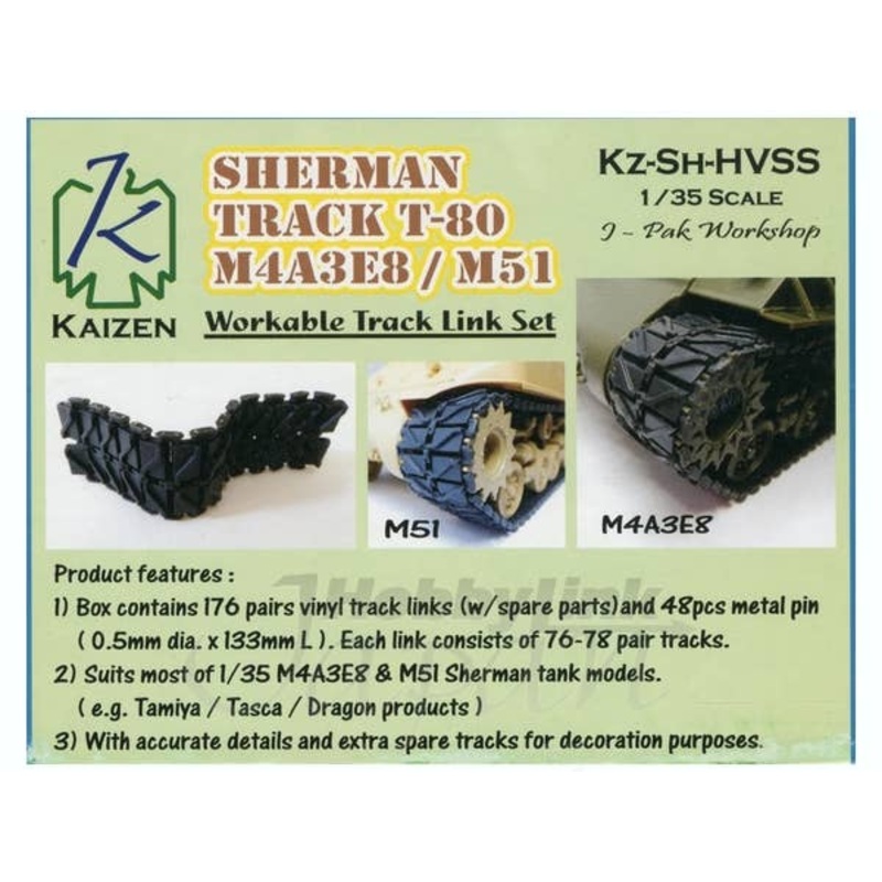 1/35 Sherman Track T-80 M4A3E8/M51 Kz-Sh-HVSS Workable Track Link Set
