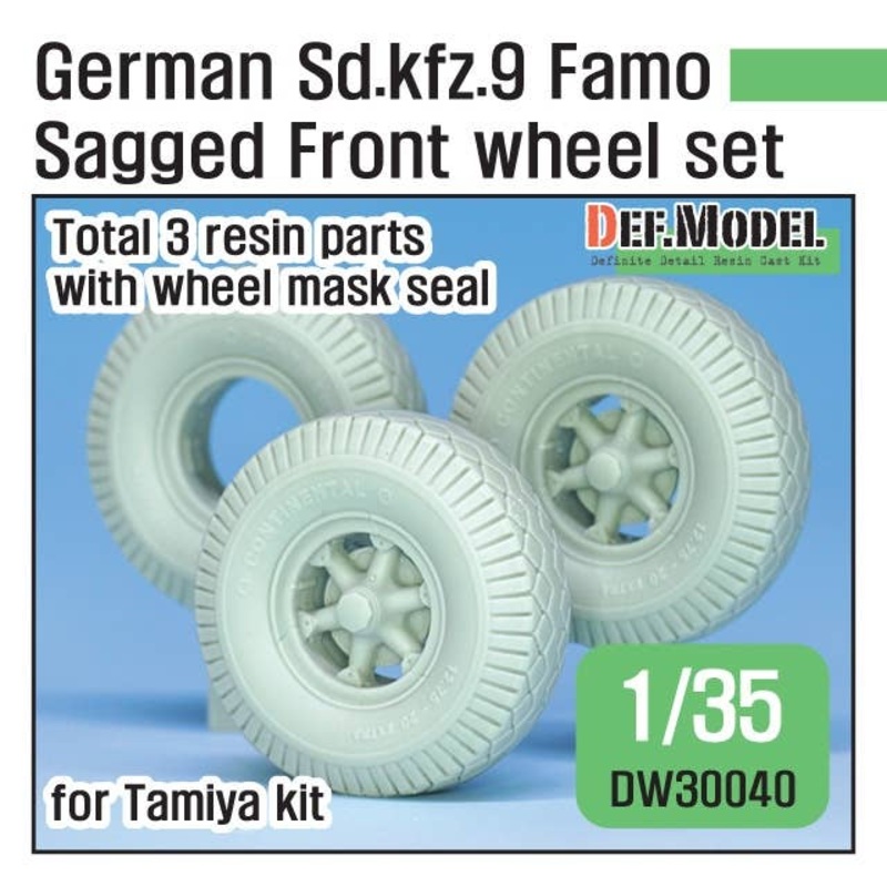 1/35 WWII German Sd.kfz.9 Famo Sagged Front Wheel Set (for Tamiya)