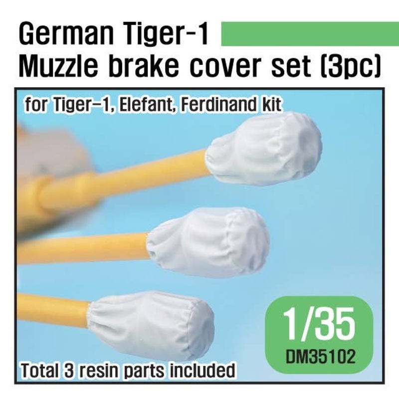 1/35 WWII German Tiger-1 Muzzle Brake Canvas Cover Set (3pc) (for Tiger, Elefant, Ferdinand)