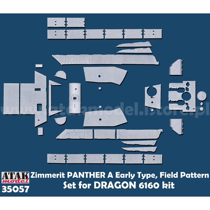 1/35 WWII Germany Panther A Type Zimmerit Set for Early Production (Dragon 6160)