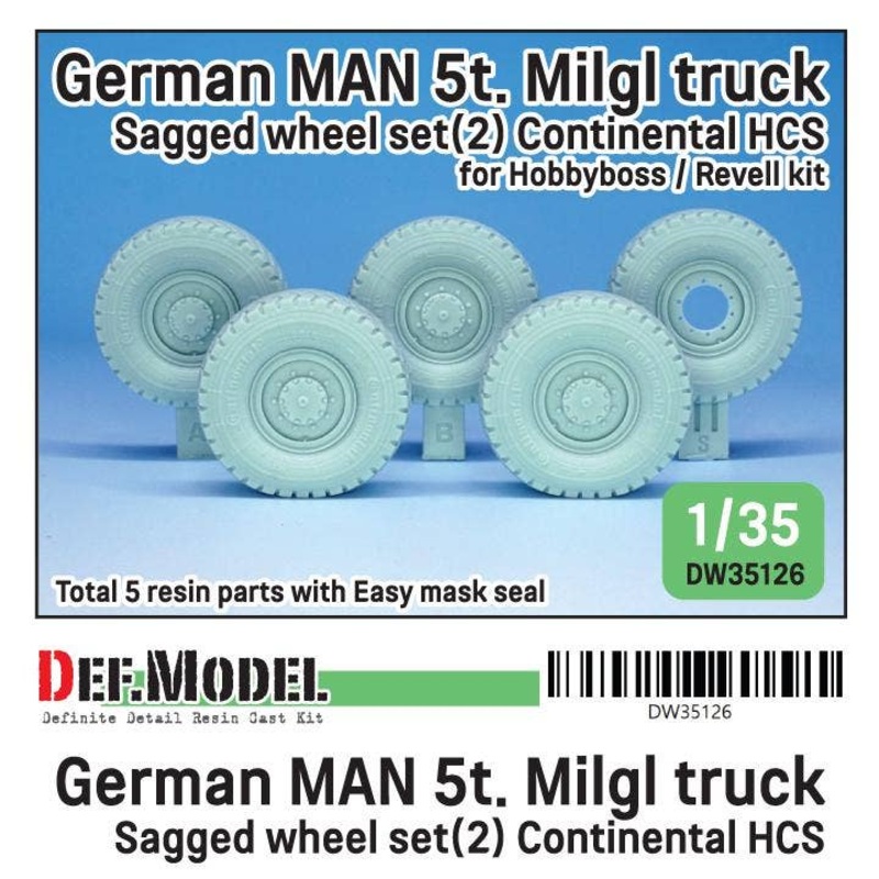 1/35 Bundeswehr 5t Military Truck Self-Weight Deformation Tire Set 2 (for Hobby Boss / Revel)