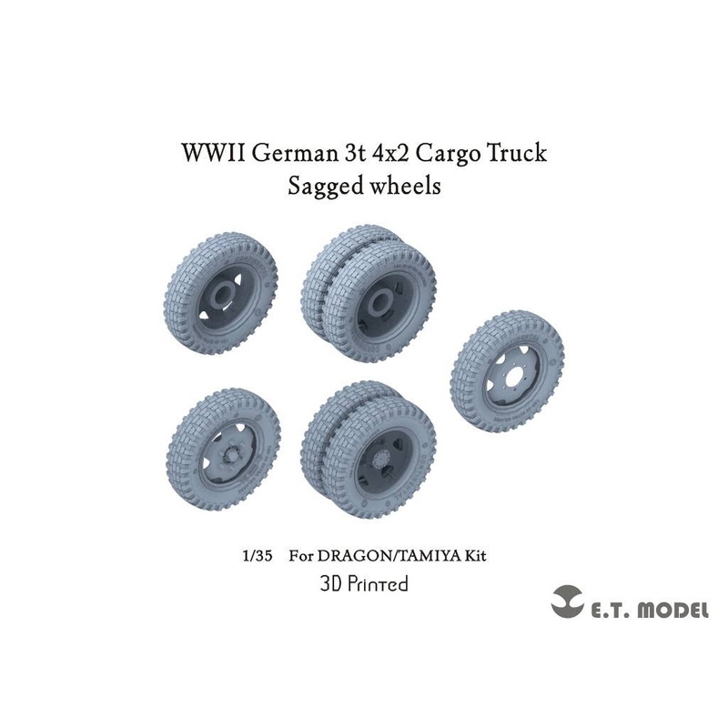 1/35 WWII German 3t 4x2 cargo truck with self-weight deformation tire set (for Dragon/Tamiya)