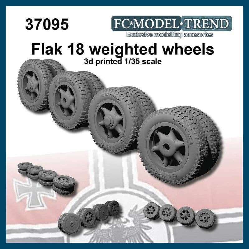 1/35 WWII German Flak 18 Anti-Aircraft Gun Self-weight Deformation Tire Wheel (8pcs)