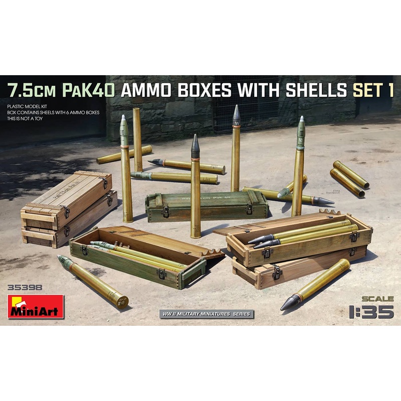 1/35 7.5cm PaK40 Ammo Boxes w/ Shells Set 1