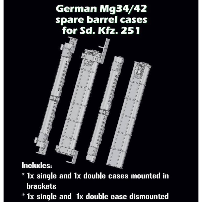 1/35 German Mg34/42 spare barrel cases for Sd. Kfz. 251