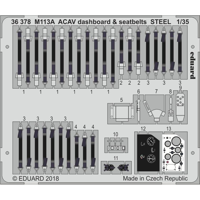 1/35 M113A ACAV Dashboard & Seatbelts Steel (for AFV Club)