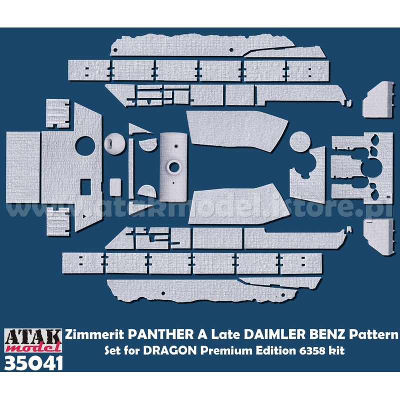 1/35 WWII Germany Panther Tank Type A Late Type Zimmerit Set for Daimler-Benz (for Dragon 6358)
