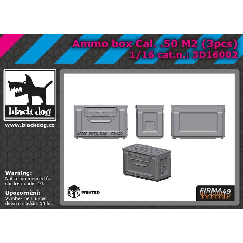1/16 Ammo box cal.50 M2 3pcs