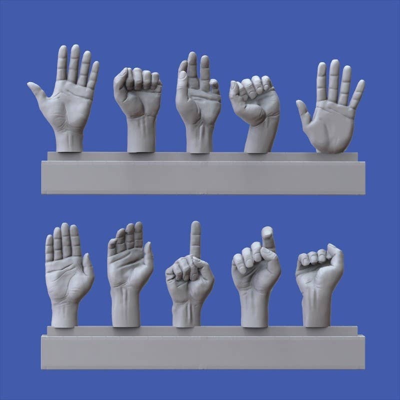 1/16 Assorted hands set No. 3