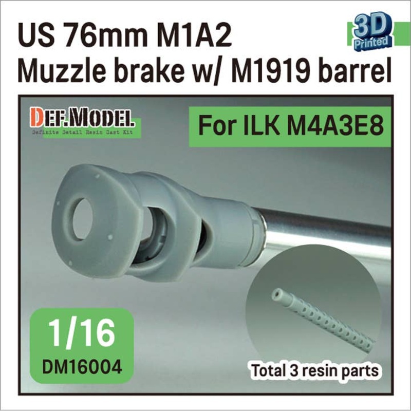 1/16 US 76mm M1A2 gun Muzzle brake w/ M1919 barrel(2pc) (for Ilovekit M4A3E8 kit)