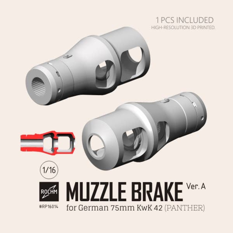 1/16 WW.II German Panther Tank 75mm Gun KwK42 Muzzle Brake Ver. A