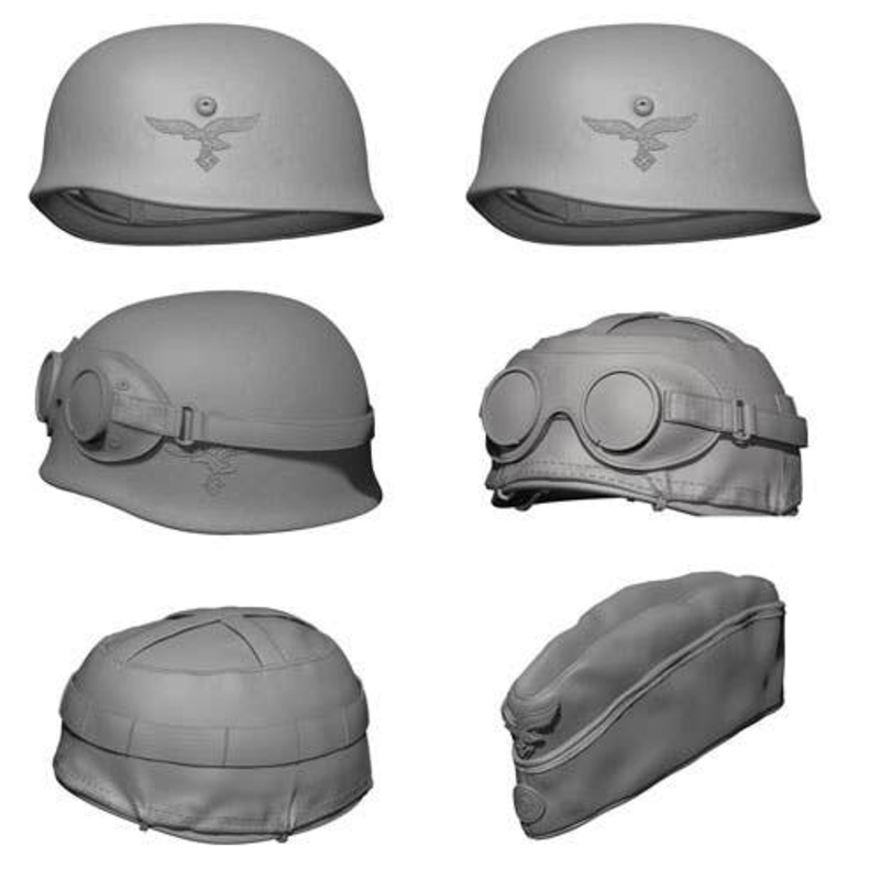 1/16 WWII Germany Fallschirmjager Helmet / Cap Set (6pcs)
