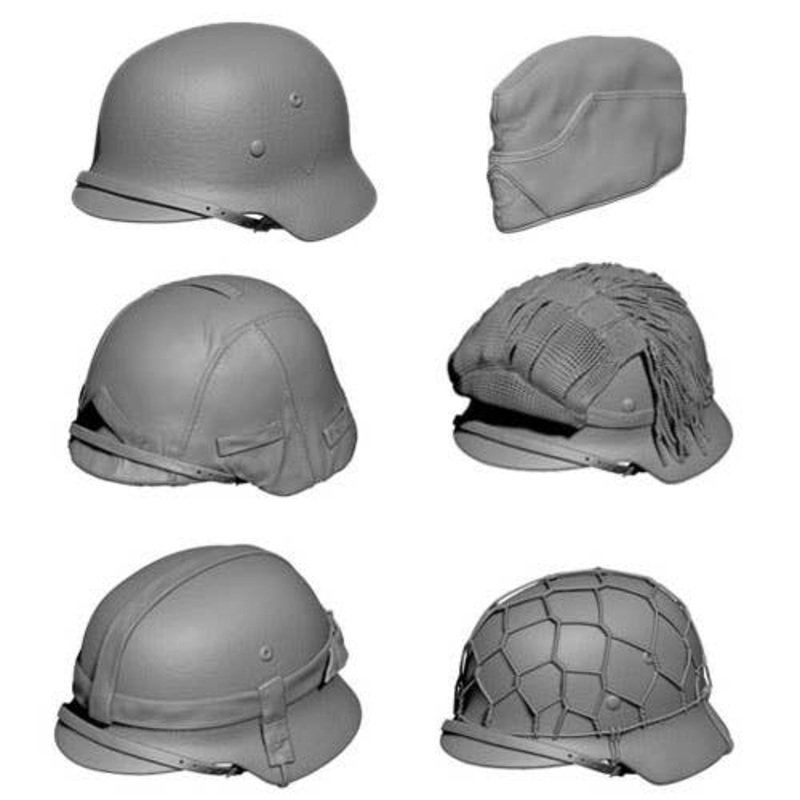 1/16 WWII Germany Helmet / Cap Set (6pcs)