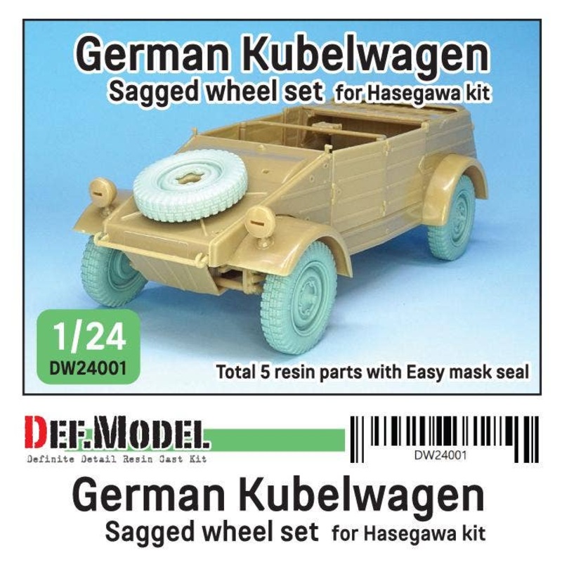 1/24 WW.II German Kubelwagen Sagged Wheel Set (for Hasegawa)