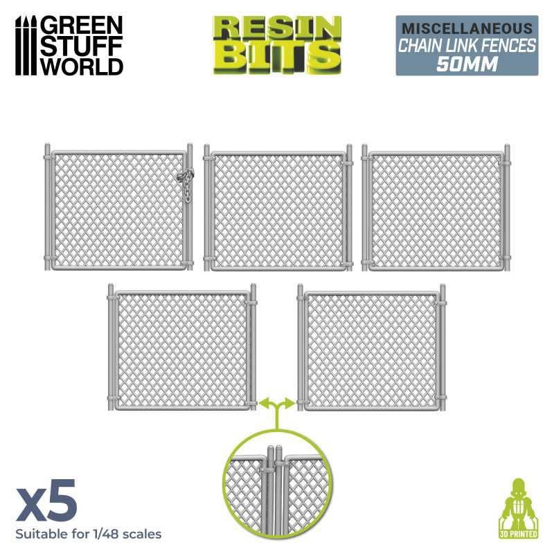3D printed set - Chain Link Fences 50mm