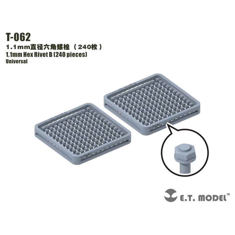 Detail Parts 1.1mm Hex Rivet (240pcs)