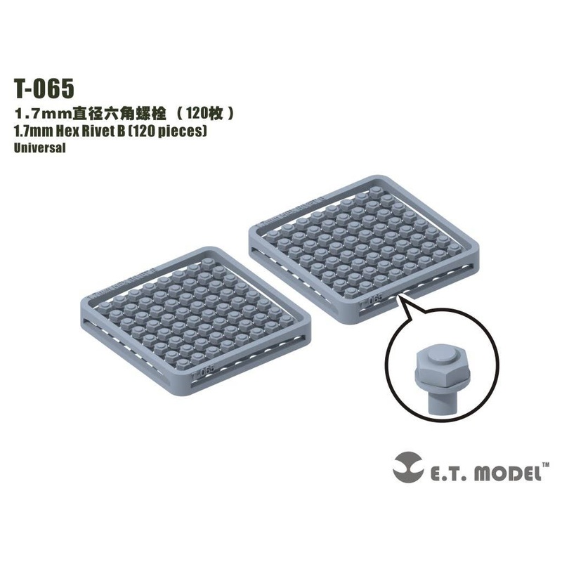 Detail Parts 1.7mm Hex Rivet (120pcs)