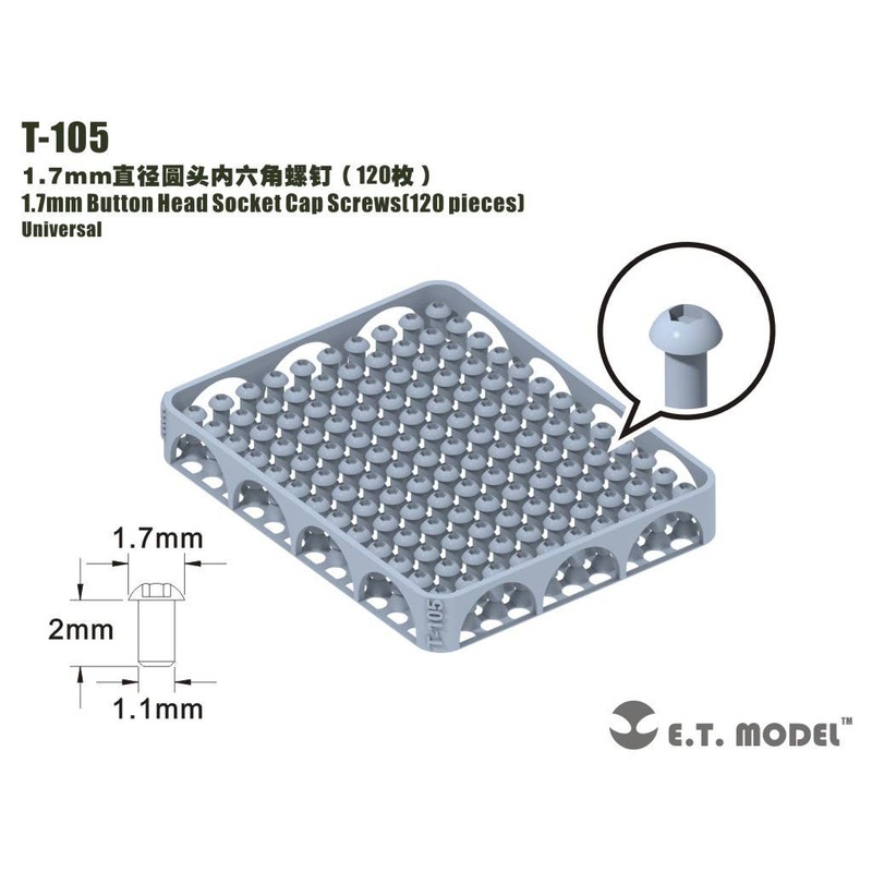General Purpose 1.7mm Diameter Hex Socket Button Bolt (120pcs)