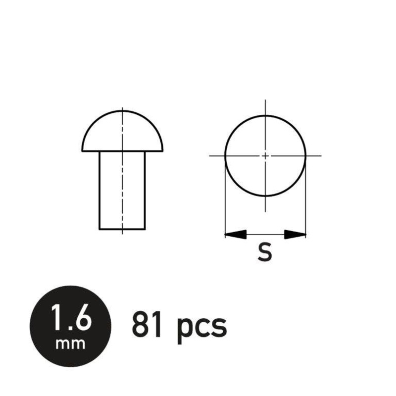 Spherical Rivet 1.6 mm 81pcs