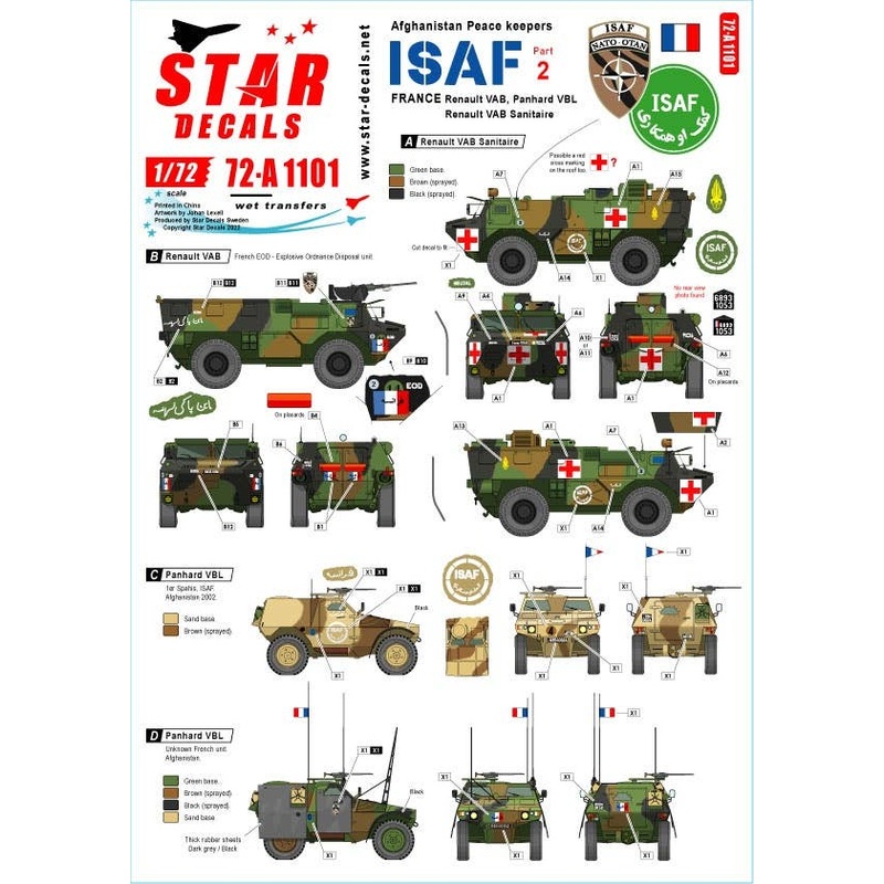 1/72 ISAF Afghanistan # 2 French Peacekeeping Force Renault VAB VAB Field Ambulance Panhard VBL