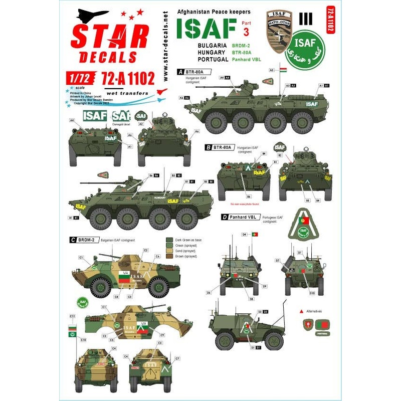 1/72 ISAF Afghanistan # 3 Bulgaria / Hungary / Portugal Peacekeeping Force BRDM-2 BTR-80A Panhard VBL