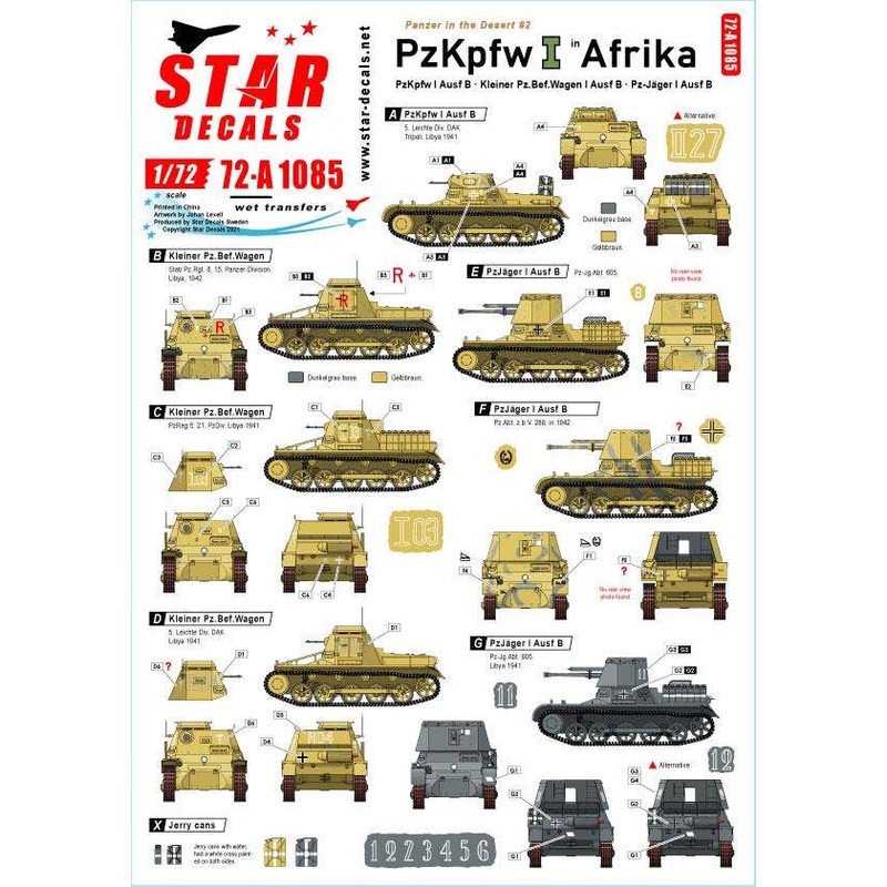 1/72 WWII Germany Panzer in Dessert #2 Panzer I and Panzer I Radio Command Tanks / Panzerjager I in North Africa