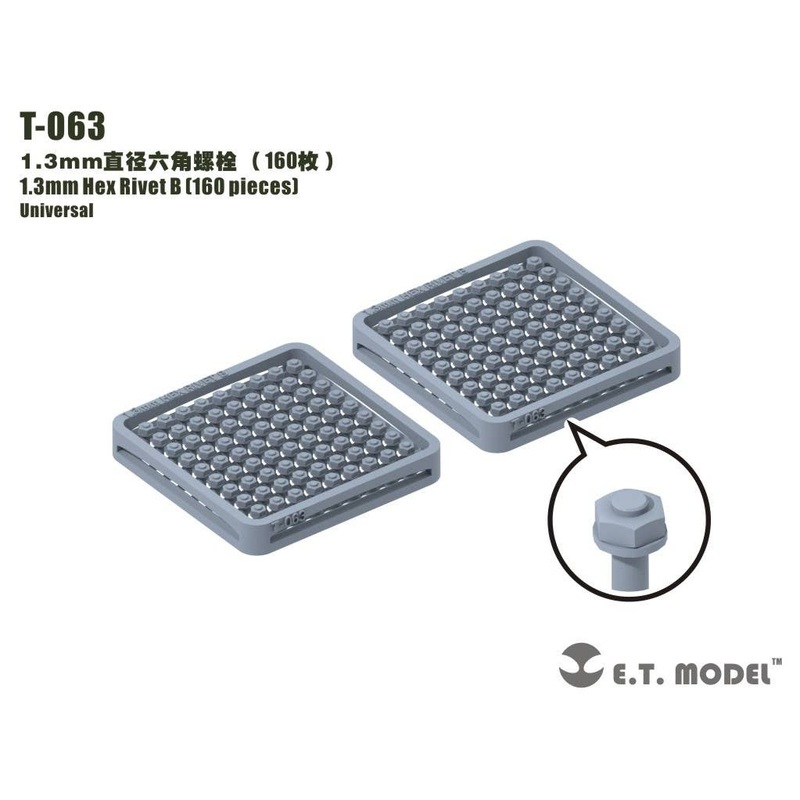 Detail Parts 1.3mm Hex Rivet (160pcs)