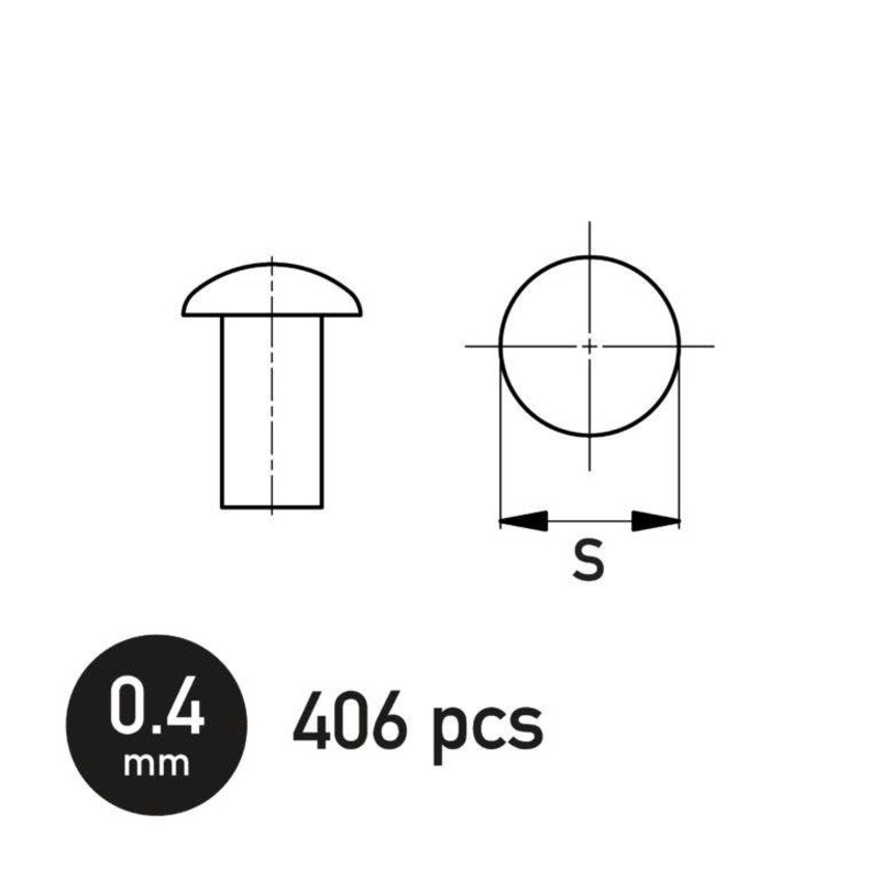 Flat Spherical Rivet 0.4 mm 406pcs