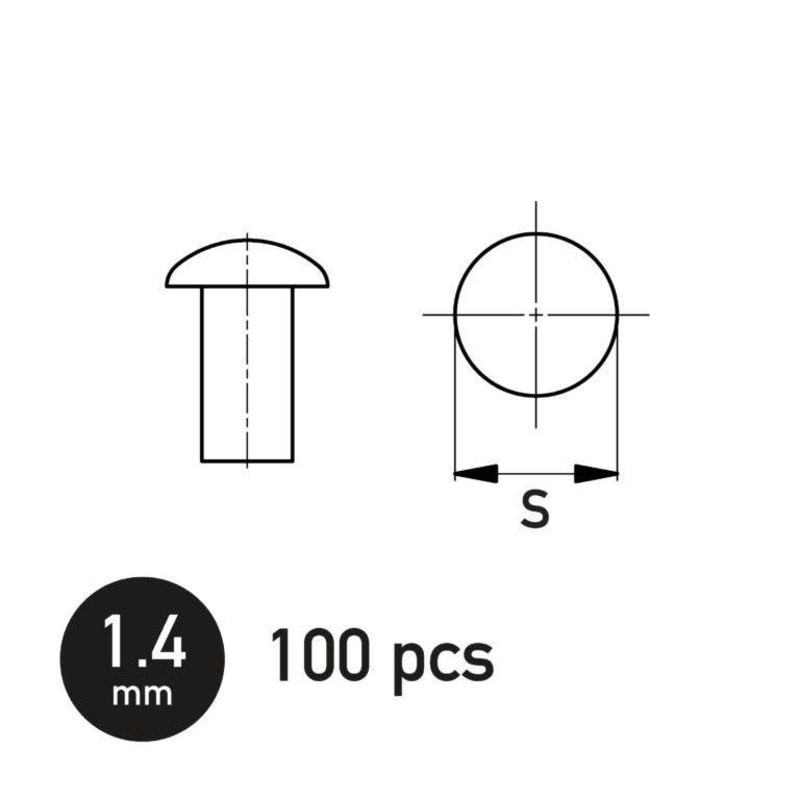 Flat Spherical Rivet 1.4 mm 100pcs