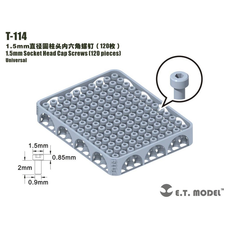 General Purpose 1.5mm Diameter Hexagon Socket Bolt (120pcs)