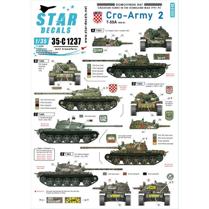 1/35 CRO-ARMY #2 Domovinski Rat Homeland War 1991-95 T-55A 1992-93